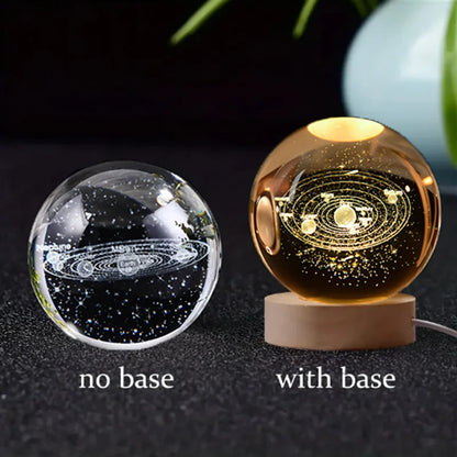 6Cm 3D Crystal Ball Crystal Planet Night Light Laser Engraved Solar System Globe Astronomy Birthday Gift Home Desktop Decoration